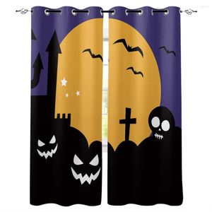 Curtain Bedroom Kitchen Curtains Halloween Moon Ghost Pattern Living Room Decoration Items Window For