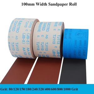 1 2 5M 4'' 100mm Width Sandpaper Roll Emery Cloth Sand Paper Sanding sive Sheets 80 120 150 180 240 400 600 800 1000 Grit