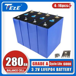 4-16PCS 3.2V EV 280Ah Lifepo4 Battery Grade A Deep Cycle 6000 DIY 12V 24V 48V Backup Power for RV Electric Golf Cart EU Tax-Free