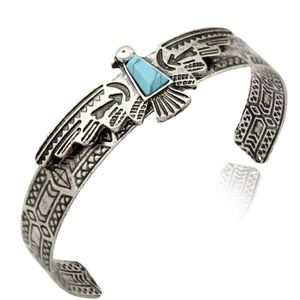 Bangle Vintage Gold Silver Plated Tribal Antique Carve Eagle Armband For Women Bangles Pulseiras Cuff American Men smycken