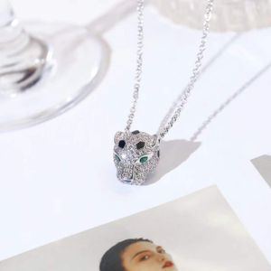 Punk Gold Plated Zircon Leopard Head Necklace Animal Green Eyes Panther Pendant Women Men Panthere Jewelry Link Chain Choker