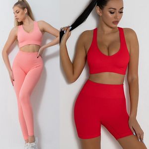 Active Sets Women's Yoga Set Tracksuit Female Clothing High Waist Booty Leggings Sports Bra Running Athletic Wear Comfortable Fitness