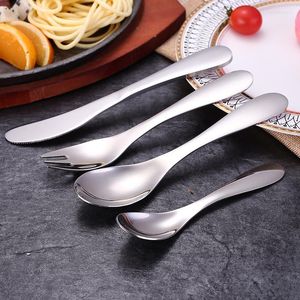 Dinnerware Sets 304 Stainless Steel Children's Knife Fork And Spoon Set Western Tableware Four-piece Cute Baby Cutlery