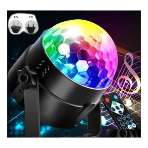 LED -effekter Colorf Sound Activated Disco Ball Stage Lights 3W RGB Laser Projector Light Lamp Christmas Party Supplies Kids Gifts Dro DHODP