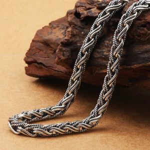 s Real Vintage Heavy Weave Men Male S925 Sterling Silver Rope Long Chain Retro Pendant Necklace Jewelry 0206