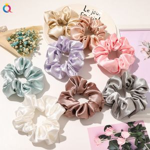 Women Ribbon Silk Scrunchie Elastic Multicolor Hair Band Ponytail Holder Headband Hair Accessories Satin Silk Solid Color Hair Ties 1534