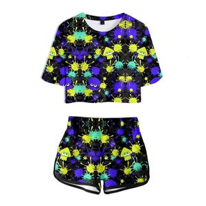 Women's Two Piece Pants Shooting Game T shirts Shorts Girls Sexy Sport suit Tracksuit Shirts Outfit 3D Leisure Set Women Tops 230206