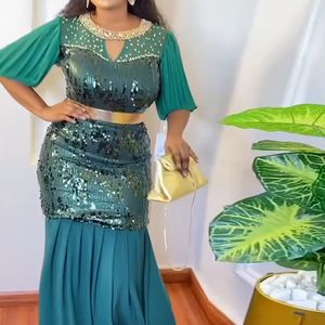 Ethnic Clothing MD Plus Size Wedding Party Dresses African Turkey Women Mermaid Gown Dubai Luxury Sequin Robe Marocaine Ladies Ankara Outfits 230207