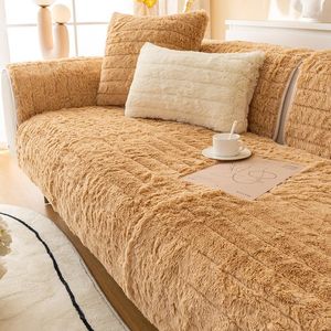 Stol täcker vinter varmt tjockare icke-halkavsnittsoffa för vardagsrum supermjuk plysch quiltad handduk l-form soffa