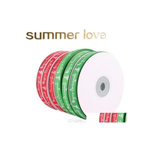 Cord Wire Red Green Silk Satin Ribbon 1Cm Doublesided Ribbed Merry Christmas Party Decoration Gift Wrap Year Diy Bags Box Ribbons Dhtv1