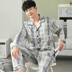 Pijama de roupas de sono masculina de adocearte de algodão de primavera de manga longa de pãete de pinça de pijama terno de azeta de noite colar