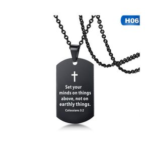 Pendant Necklaces Bible Verse Necklace Cross Stainless Steel Mens Dog Tag Religious Jewelry Black For Chris Sqckwx Queen66 2070 Q2 D Dhyph