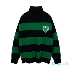 designer sweater man woman black and white stripe color womens sweater knitting Love A high collar turtleneck fashion letter long sleeve clothes