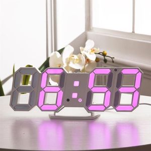 Modern design 3D LED Wall Clock Digitala väckarklockor Display Home Living Room Office Table Desk Night215K