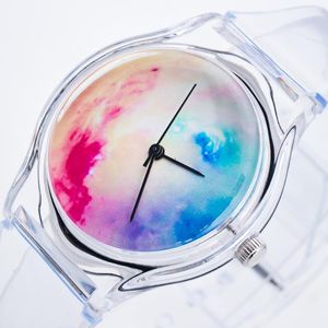 Zegarek mody kobiety plastikowe zegar przezroczysty pasek