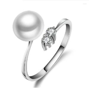 Cluster Rings ADJUSTABLE Real Freshwater 7-8mm Pearl Ring Jewellery Fashion Finger Promotion 2pcs/lot