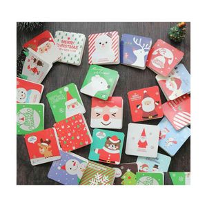 Greeting Cards 144Pcs/Set Mix Colors Cute Merry Christmas Mini Card Blessing Mes Blessings Postcard Birthday Letter Gift Decoration Dhpa7