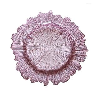 Plates Beautiful Reef Charger Glass Decorative Service Pink Gold Silver Dinner Wedding Decor Table Place Setting