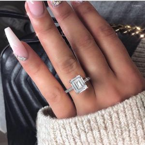 Cluster Rings Emerald Cut 3ct Lab Diamond Cz Ring 925 Sterling Silver Engagement Wedding Band For Women Men Fine Party JewelryCluster Brit22