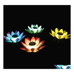 Andere Led-verlichting Zonne-energie Mticolor Lotus Licht Rgb Waterdicht Buiten Drijvend Zwembad Nacht Matic Aan/Uit Tuinfeest 10159 Drop Delive Dhnpa