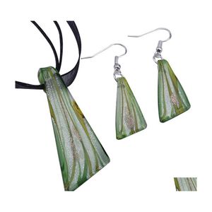 Orecchini Collana Pendenti in vetro di Murano Sier Foil Ciondolo in vetro soffiato Collane e set Gioielli di moda In Bk Mus015 636 Q2 Dr Dhumz