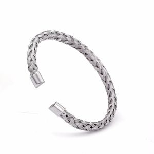 Charm Bracelets Fashion Simple Silver Braided Cuff Men Women Jewelry Casual Chain Round Bangles