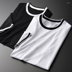 Men's T Shirts Mens Luxury Knitting Summer Round Collar Contrast Color Men Plus Size 4xl Slim Fit Casual Man T-shirts