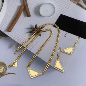 Mode Herren und Damen Halsketten Dreieckiger Anhänger Marke Luxus Designer Hip Hop Punk Dicke Kette Ohrring Frauen Silber Gold