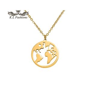 H￤nge halsband mode rostfritt st￥l halsband v￤rldskarta kedjor uttalande sier rose guld globe rese smycken g￥va droppe leverans dh6z3
