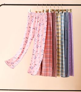 Kadın pijama m-4xl kadın kadın baskı uzun pantolon pantolon pijama pijama rahat jamies ayak elastikwaist sonbahar pijamaları 6535 pamuk rahat