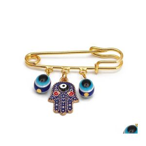 Spille Spille Creativo Lucky Eye Blue Turkish Evil Eyes Pin Per Donna Uomo Goccia Olio Fiore Corona Stella Hamsa Mano Fascino Moda Gioiello Dhakl