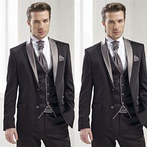 Herrenanzüge Blazer Stück Schwarz Männer Silber Revers Hochzeit Smoking Maßgeschneiderte Passform Party Moderne Mode Mantel Hose WesteHerren