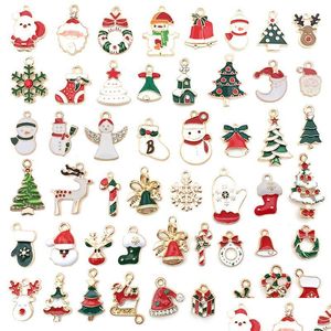 Charms 20/50Pcs/Lot Mixed Enamel Christmas Pendants Ornaments Beads For Bracelet Earrings Necklace Diy Jewelry Making Accessory Drop Dhlm1