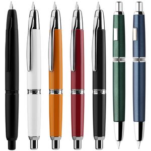 Fountain Pens Majohn A1 Press Metal Çeşme Kalem Geri çekilebilir İnce NIB 04mm Clipno Klip Mürekkep Kalemi Ofis Okulu Yazma Hediye Kalemi 230206