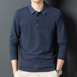 Maglioni da uomo Autunno Tinta unita Risvolto Lana Stile classico Business Manica lunga Maglia sottile Abbigliamento maschile di marca 230206