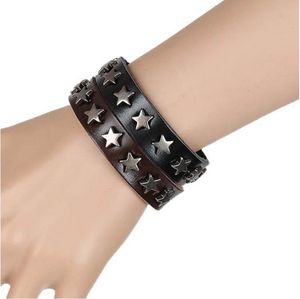 Snap Punk Rock Skórzana bransoletka Mężczyzn Vintage Star Spikes Nit Gothic Wide Mankiety Bracelet dla kobiet biżuteria