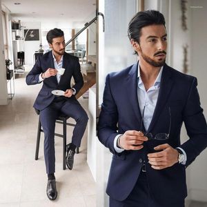 Męskie garnitury granatowe męskie groom smoking Groomsmen Wedding Party Dinner Men Men Designs Man 2 PC (krawat z kurtkami)