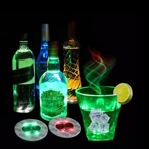 Adesivos de 3m LED Coaster Light novidade ilumina￧￣o RGB azul vermelho Led Coasters Mat Sticker Drink Party Fartle Bottle Glass Partys Wine Oemled