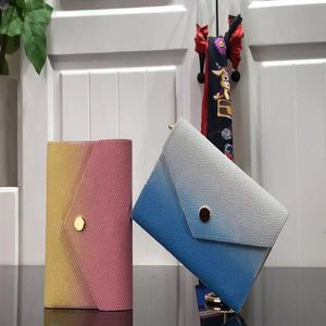 By The Pool Envelope Type Victorine Short Wallets Canvas Rendered Gradient Color Women's Fashion Pocket Purse297M