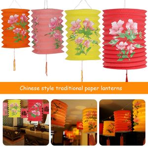 Andra evenemangsfestleveranser 12st Oriental Traditionell Midautumn Festival Hanging Paper Lantern Folding Organ Design Chinese Style Decor 230206