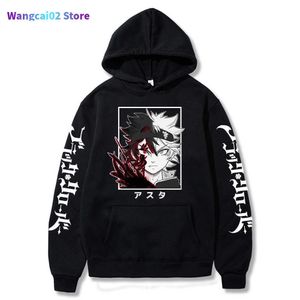 Felpe con cappuccio da uomo Felpe con cappuccio con stampa di trifoglio nero Felpe con cappuccio da uomo Felpa con cappuccio grafica Anime Asta per uomo Abbigliamento sportivo Abbigliamento cosplay 020723H