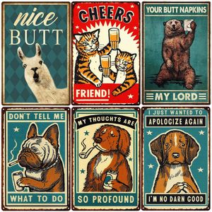 I Do What I Want Retro Metal Painting Animal Metal Signs Bar Room Decor Nice Butt Wall Plate Cat Dog Vintage Tin Poster Funny Gift 20cmx30cm Woo