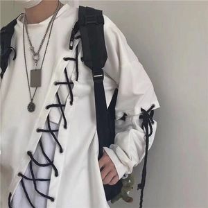 Herrtröjor tröjor idopy japansk mode mäns street stil spets hoodie punk lös passform pullover designer färgglad hiphop 230206