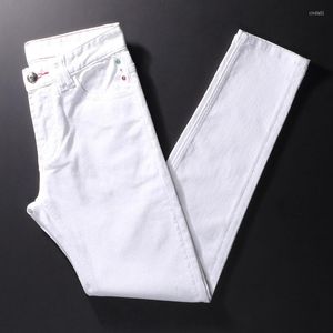 Men's Jeans European Vintage Fashion Men High Quality White Elastic Slim Fit Retro Designer Hip Hop Denim Punk Pencil Pants