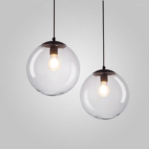 Pendant Lamps Chandelier Retro Bubble Transparent Spherical Nordic Dining Table Restaurant Bar SingleHead Home Decoration LED Light