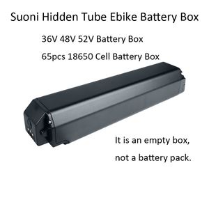 Suoni Dengfu Frame Ebike Battery Box 36V 48V 52V Tomt batterifodral med 65 st 18650 Cell Holder