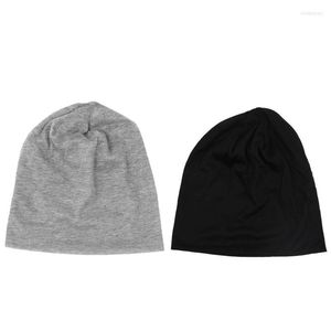 Beanies Beanie/Skull Caps2 PCS Men Men Beanie Solid Color Hip-Hop Slouch Unisex編みキャップライトグレーブラックOliv22