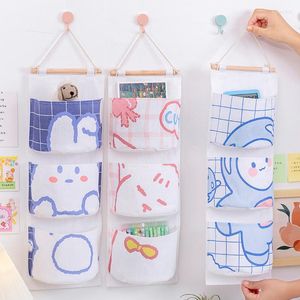 Storage Boxes Cotton And Linen Wall Mounted Wardrobe Organizer Sundries Bag Jewelry Hanging Pouch Hang Cosmetics Toys