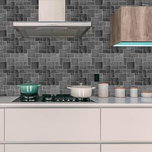 Wall Stickers Dark Gray Irregular Mosaic Tile Sticker Tiles Self Adhesive Bathroom PVC For Kitchen Waterproofing Decor DIY