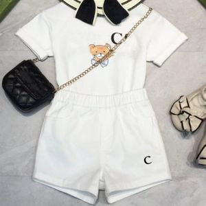 Luksusowe zestawy ubrań od projektanta dziecięca koszulka biała najkrótsza moda brytyjska marka odzieżowa letnie dziecięce skarby i dziewczęce bawełniane dwuczęściowe AAA